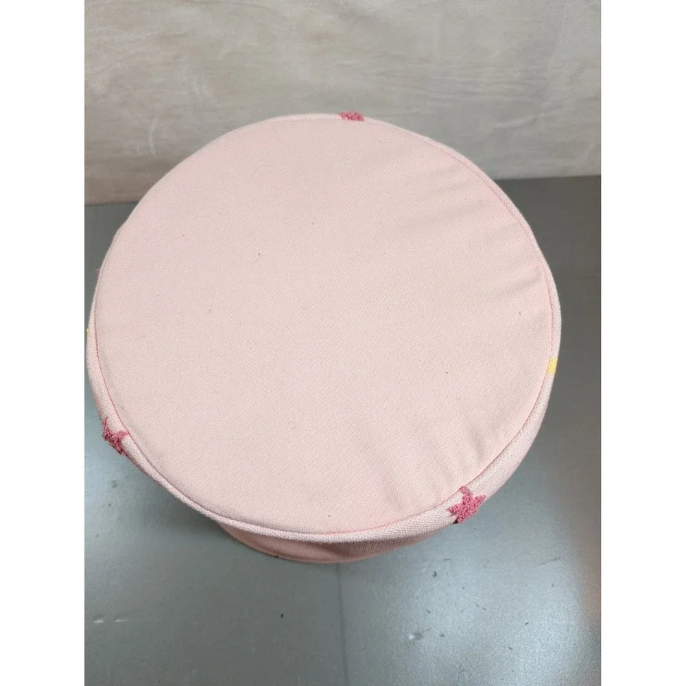 Believe In Magic Pink Cotton Canvas Storage Bin Star Embroidered Toy Basket 8in
